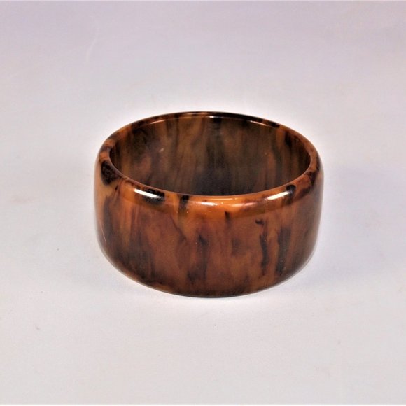 X-Wide Root beer Tortoise Swirls Vintage Bakelite Bangle 1930s-40s - Picture 5 of 5